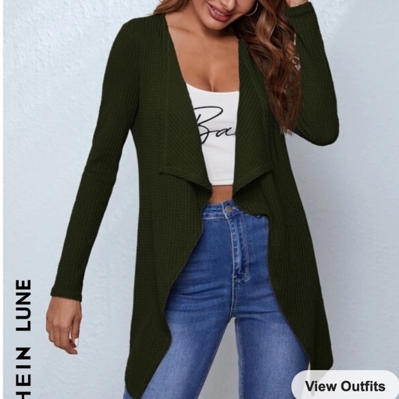SHEIN Waffle knit waterfall cardigan - Picture 1 of 4